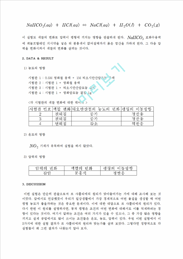 [자연과학][일반화학실험] 르 샤틀리에의 원리.hwp